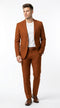 Men’s Burnt Orange Modern Fit Suit – Slim Fit Wedding, Prom and Formal 2-Piece Suit Copper Brick Color