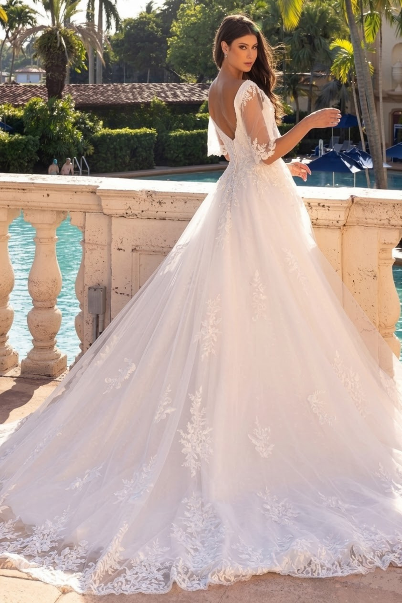 Primavera Couture 11134 - Embroidered Appliqué A-Line Wedding Dress