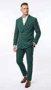 Vitali Brand Men’s Emerald Green Double Breasted Suit – Modern Fit Side Vented