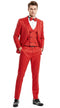 Tazio Men’s Cherry Red and Black  Polka-Dot 3-Piece Suit – Skinny Fit Prom, Wedding and Party Suit or Tuxedo
