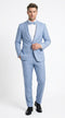 Men’s Powder Blue 2 Piece Tuxedo Suit – Light Blue Wedding Prom Tux with Matching Pants Light Baby Blue