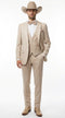 Mens Beige Tan Khaki CowboyTuxedo Suit – Western Formal Three Piece Suit with Jacket Vest and Pants