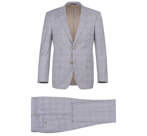 292-7 Men's Slim Fit 2-Piece Single Breasted Check Dress Suit