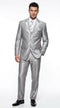 Men’s Silver Grey Sharkskin Suit – 3 Button Classic Fit Shiny Formal Suit for Wedding, Business and Party Wear
