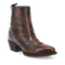 Laredo men's Fletcher boots: Brown, smooth leather. Round toe, zippered side. Tall shaft with subtle stitching. Flat sole with small heel.
