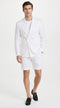 Men’s White Summer Suit with Shorts, 2 Piece Linen Style Wedding Beach Short Suit Set double breasted style