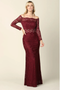 Eva USA 3287 Long Off-Shoulder Formal Lace Evening Party Dress