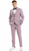 Men’s Dusty Rose Pink Pinstripe Three Piece Suit with Vest | Wedding and Party Formal Wear Prom or Church Suit