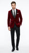 Velvet Velour Formal Sport Coat Two Tone Trimming Notch Collar Black and  Burgundy ~ Maroon Suit ~ Wine Color Men's blazer Burgundy Tuxedo