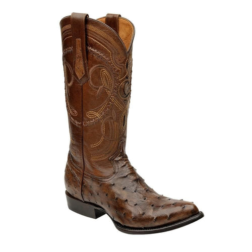 R Toe Cowboy Boots - Round  Toe Cowboy Boots Cuadra Men's Porto Maple Ostrich Cowboy Boots R-Toe