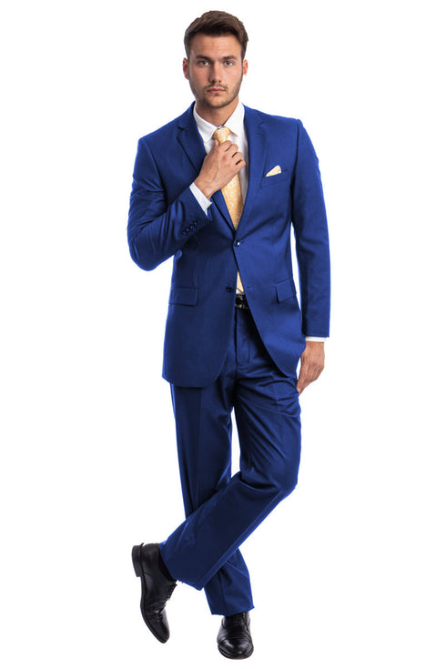 "Modern Fit Men's Business Suit - Two Button, Royal Blue"