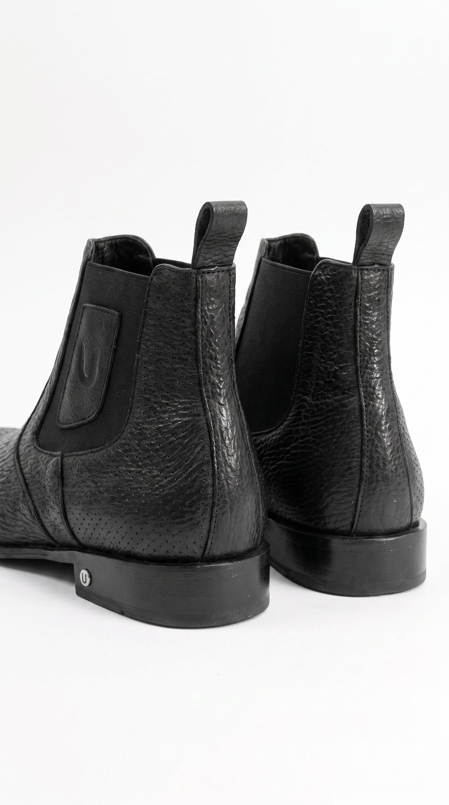 Men’s Shark Skin Cowboy Boots – Black Exotic Leather Western Chelsea Ankle Boots by Vestigium
