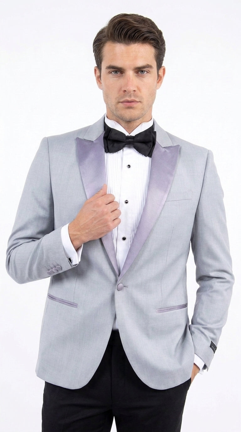Men’s Classic Black Dinner Jacket – Satin Peak Lapel Formal Tuxedo Blazer (Copy)