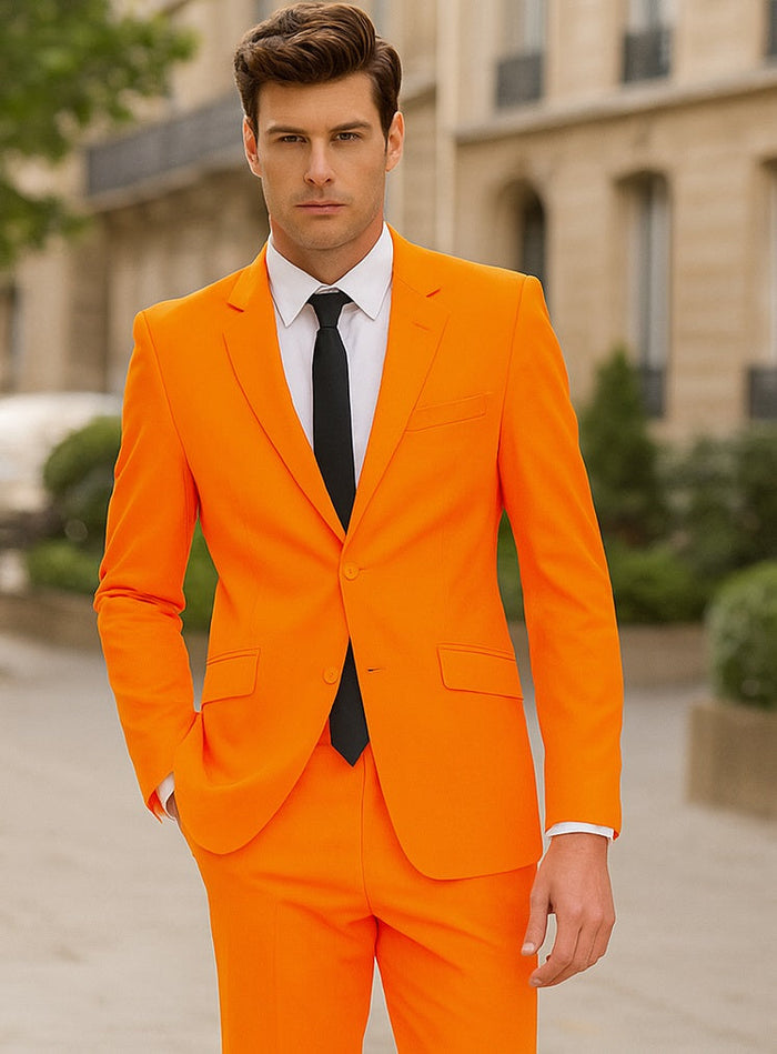 Mens Orange Tuxedo With Pants - Orange Prom 2026 Suit