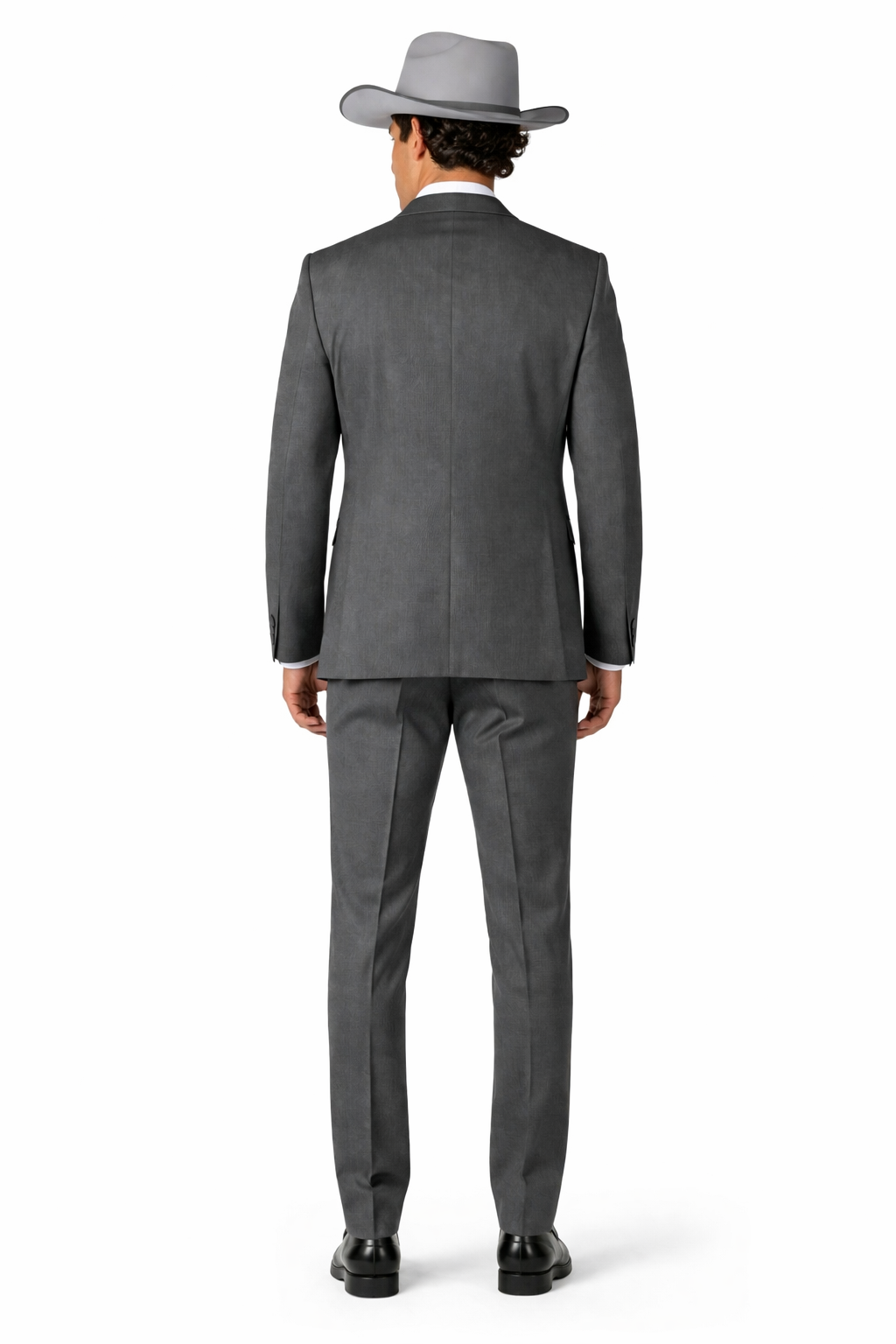 2 Button Trim Cowboy Tuxedo in Grey Cowboy Suit - Country Wedding Suits
