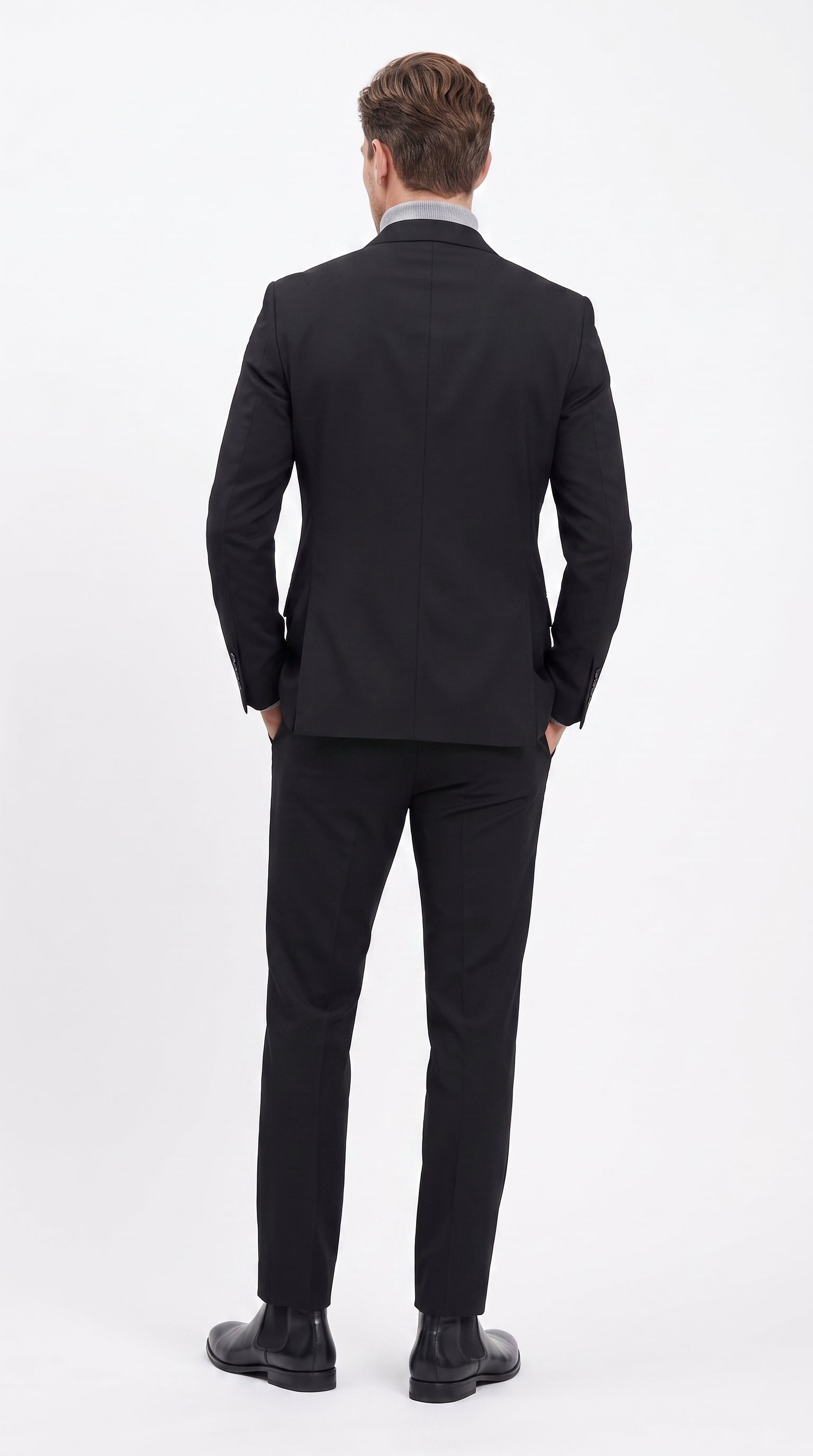 Men's Designer Stacy Adams Classic Double Breasted Suit in Black  Peak Lapel Slim fit