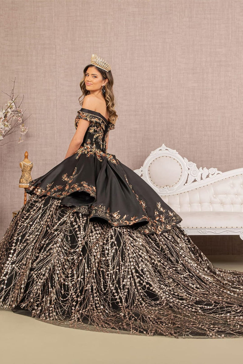 Off Shoulder 2-Piece Satin Gown by Elizabeth KGL3098