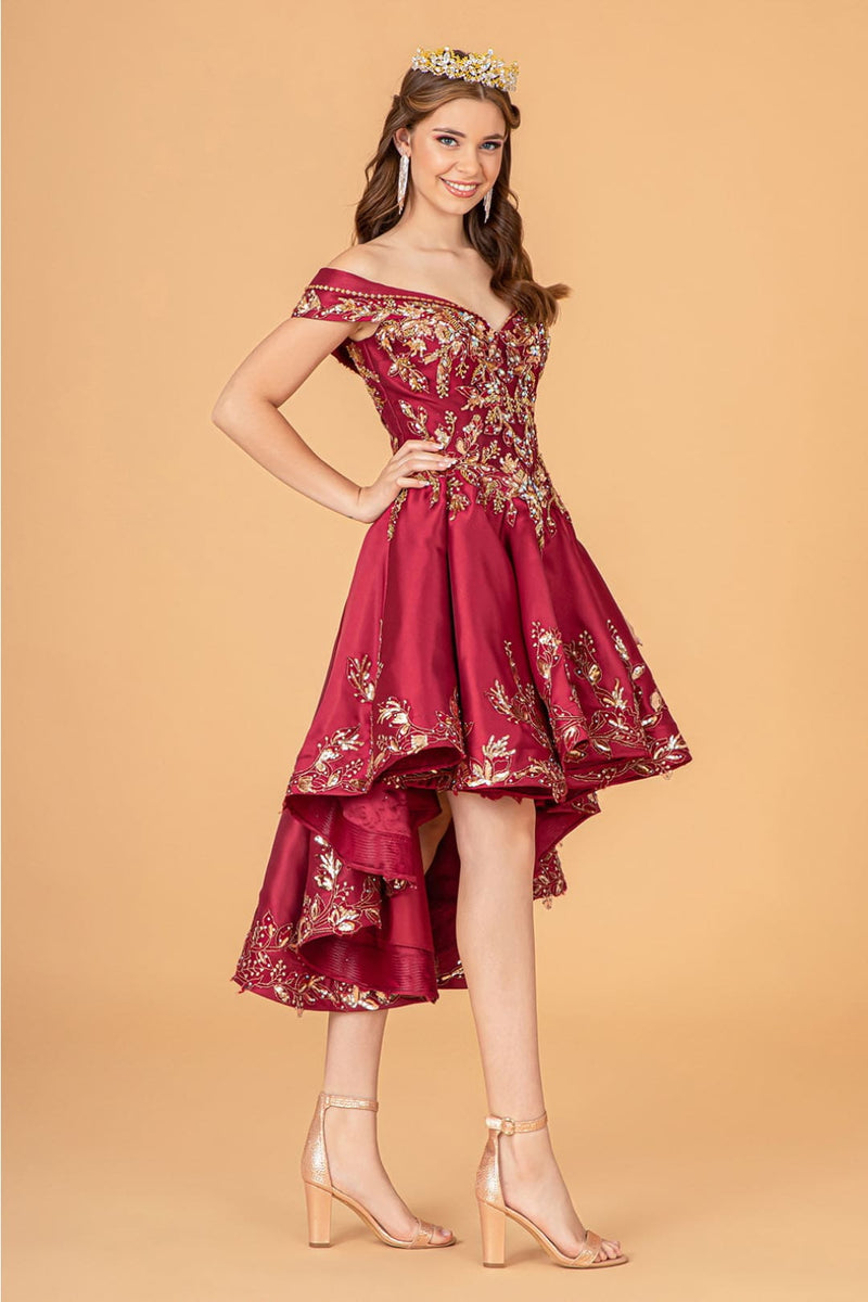 Off Shoulder 2-Piece Satin Gown by Elizabeth KGL3098