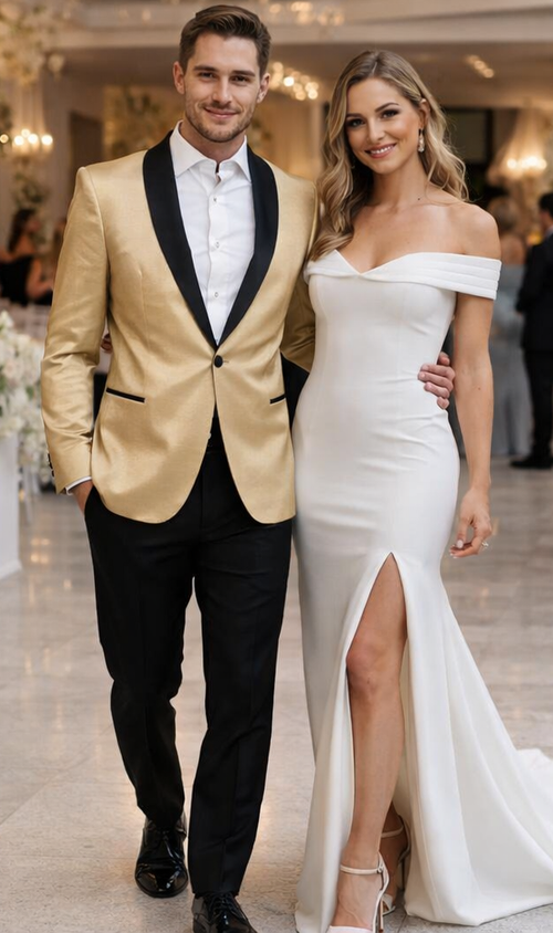 2 Toned Dinner Jacket with Gold Tuxedo