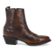 Laredo Fletcher men's boots. Tall, slender silhouette with round toe. Rich brown leather upper with subtle tone variations. Side zipper. Decorative vamp stitching. Slightly elevated heel.
