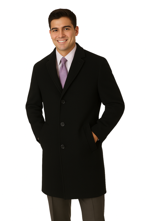 Men's Heavy Wool Overcoat – Classic Full Length Winter Topcoat
