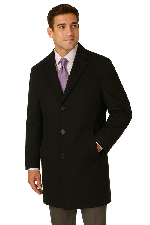 Men's Heavy Wool Overcoat – Classic Full Length Winter Topcoat