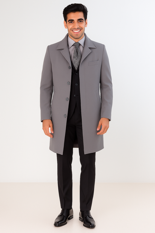 Men's Full Length Overcoat â€“ Classic Winter Long Top Coat