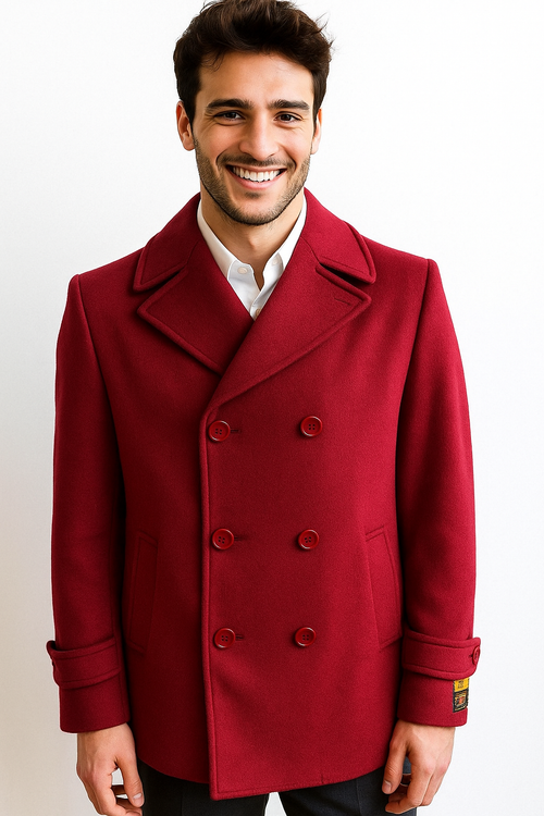 Men's Big & Tall Wool Peacoat â€“ Classic Double Breasted Overcoat Style