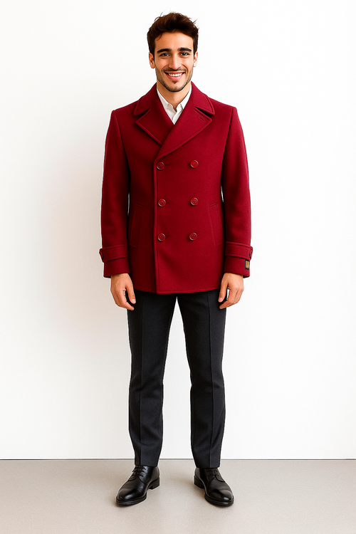 Men's Big & Tall Wool Peacoat â€“ Classic Double Breasted Overcoat Style