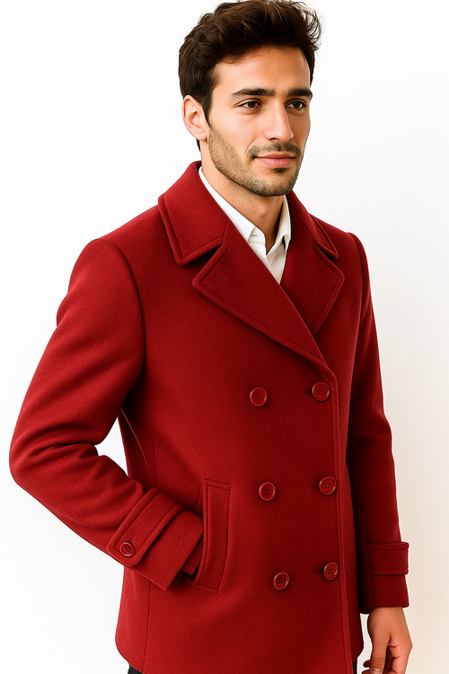 Men's Big & Tall Wool Peacoat â€“ Classic Double Breasted Overcoat Style