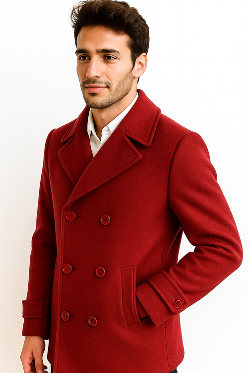 Men's Big & Tall Wool Peacoat â€“ Classic Double Breasted Overcoat Style