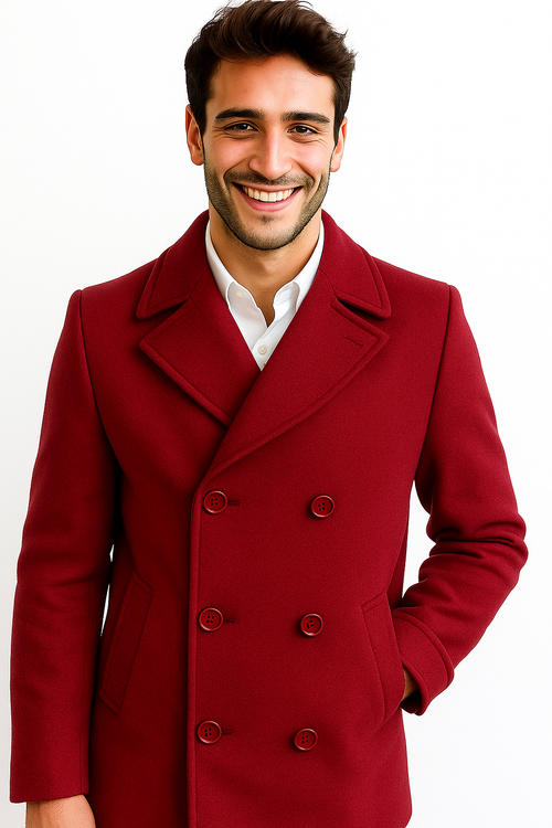 Men's Big & Tall Wool Peacoat â€“ Classic Double Breasted Overcoat Style