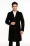 Men's Black Wool Overcoat â€“ 3 Button Ankle Length Winter Dress Coat