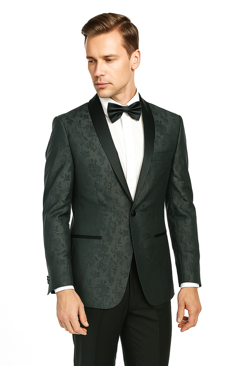 Shawl Jacquard Tuxedo by Giorgio Fiorelli in Burgundy, Gray
