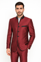 Wedding Groom Suit - Prom 2026 Tuxedo Suit - No Collar Weddig Tuxedo - Wine