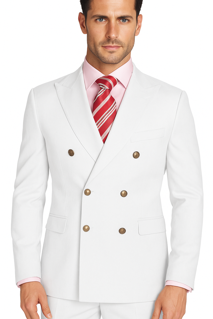 Men's High Quality Snow White Men's Double Breasted Suits Jacket Blazer Dinner Jacket