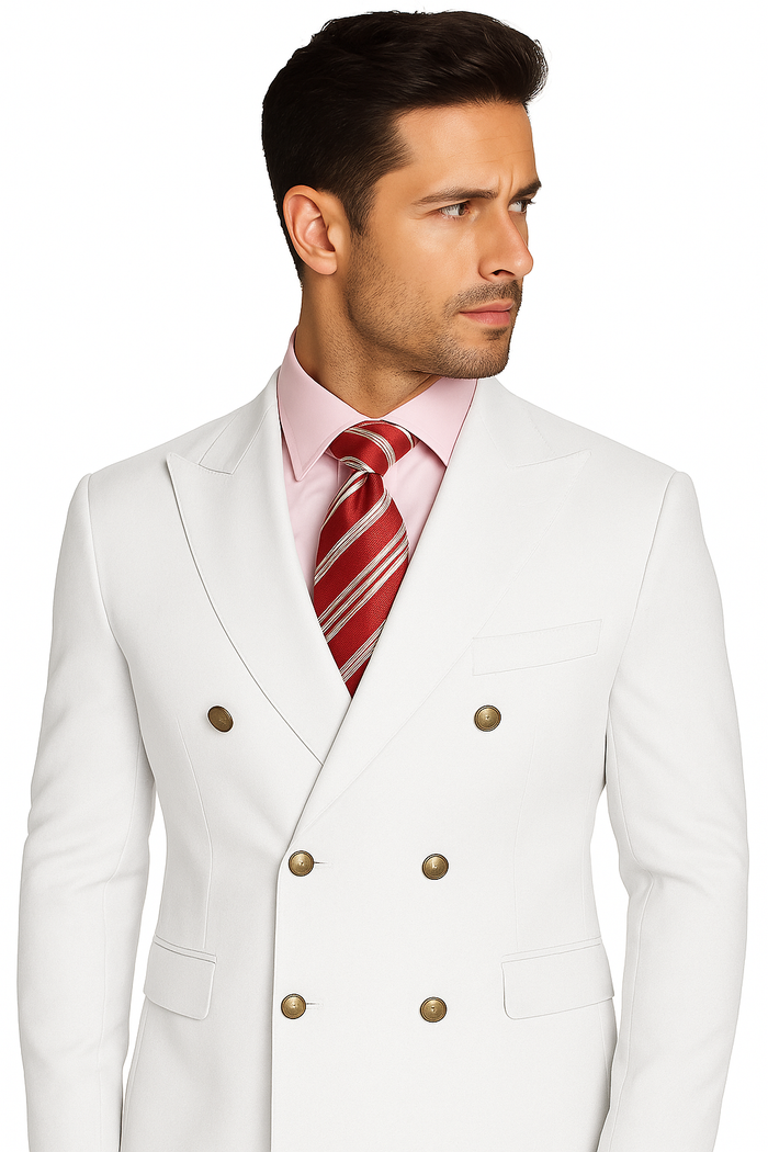 Men's High Quality Snow White Men's Double Breasted Suits Jacket Blazer Dinner Jacket