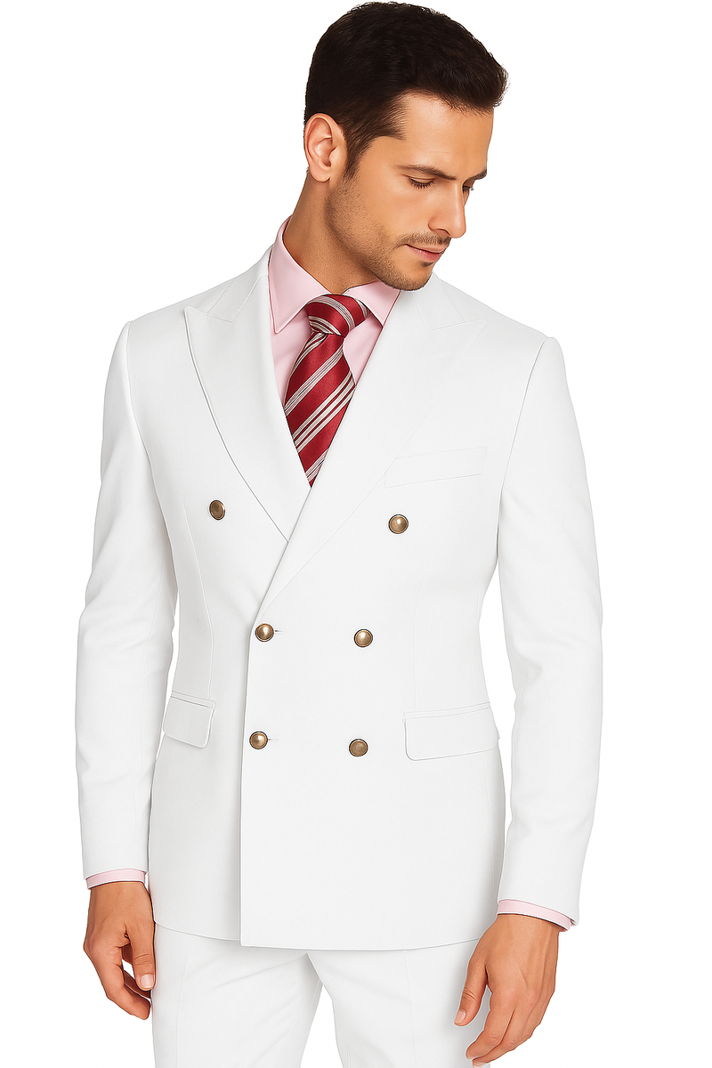 Men's High Quality Snow White Men's Double Breasted Suits Jacket Blazer Dinner Jacket