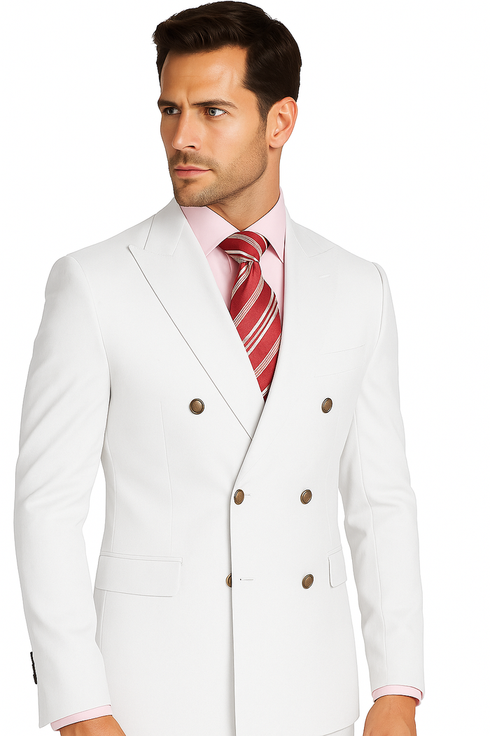 Men's High Quality Snow White Men's Double Breasted Suits Jacket Blazer Dinner Jacket