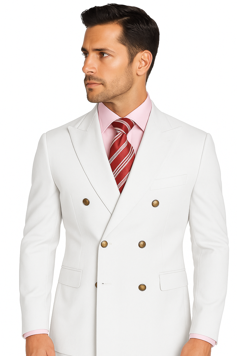 Men's High Quality Snow White Men's Double Breasted Suits Jacket Blazer Dinner Jacket