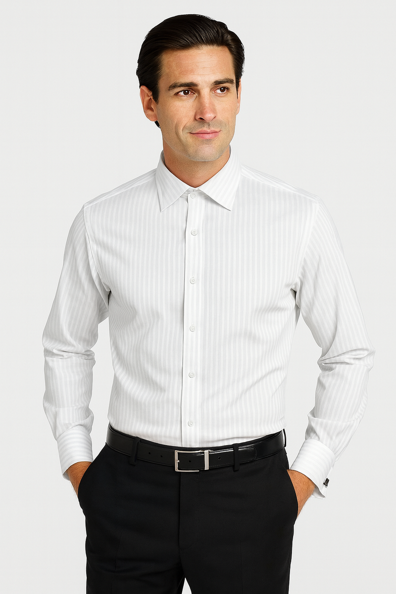 Striped French Cuff Multi-color Men's Dress Shirt