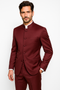 Mandarin Collar Tuxedo - Mandarin Tuxedo - No Collar Suit - Burgundy Suit