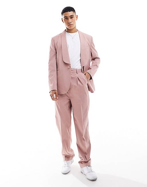 Mens Satin Suit -  Shiny Pink Suit - Prom Suit