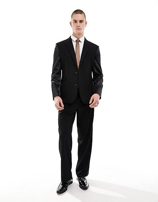 Mens Satin Suit -  Shiny Black Suit - Prom Suit