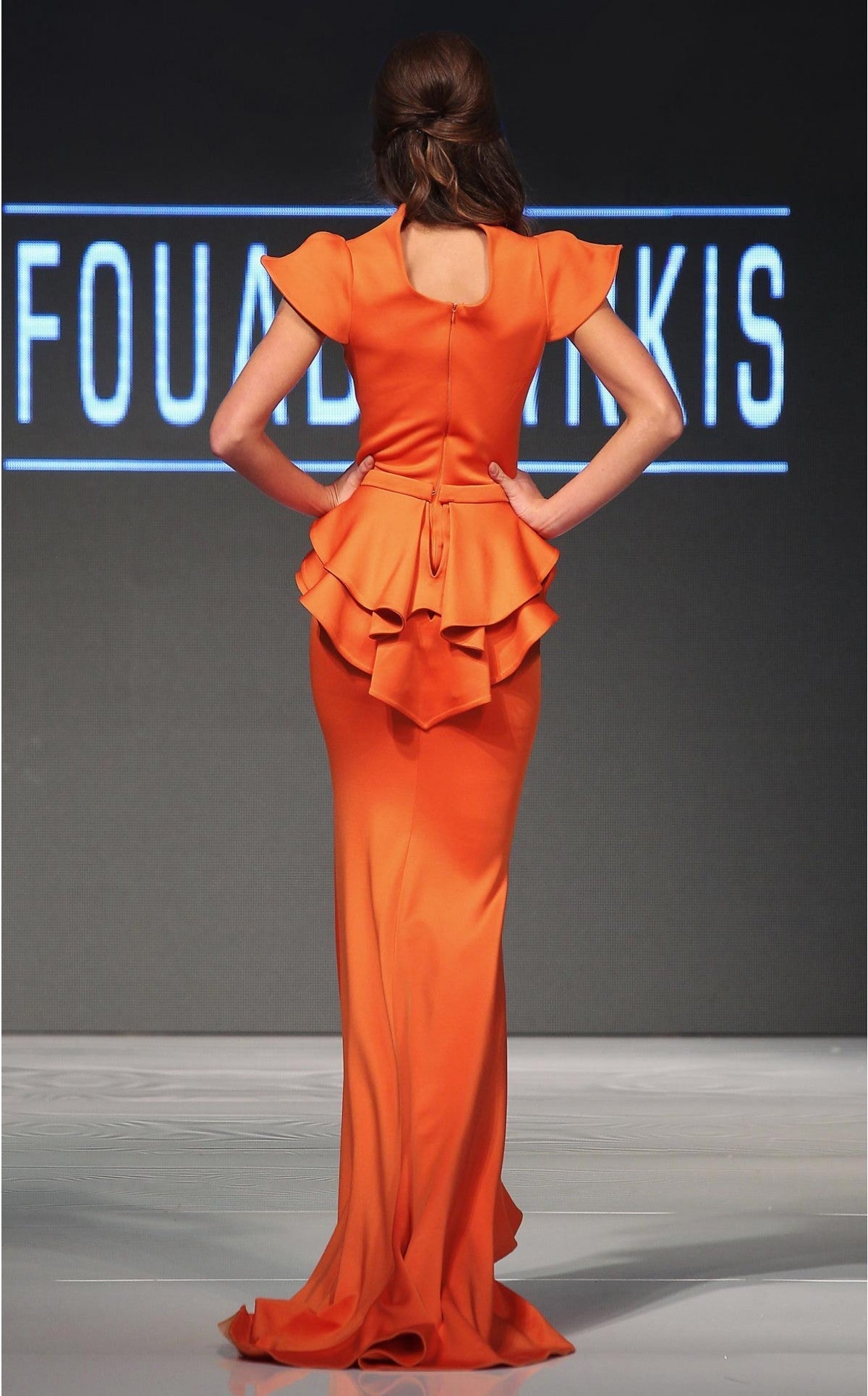 Fouad Sarkis 2295 Cherry Embellished Peplum Gown by MNM Couture