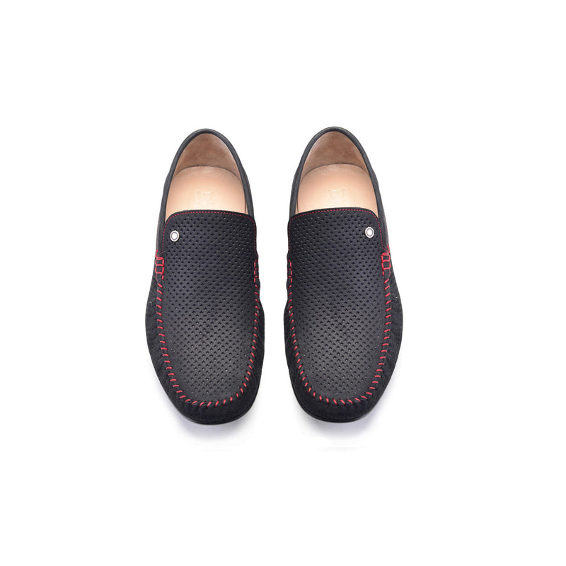 P00023-2301-perforated Driving shoe Black