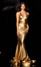 Jessica Angel JA2317 V-Neck Spaghetti Strap Fitted Ruched Metal Jersey Dress