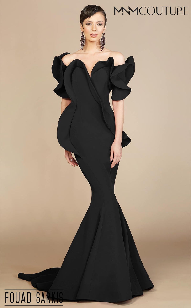Fouad Sarkis 2328 Off-Shoulder Ruffled Mermaid Gown