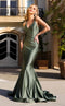 Jessica Angel JA2407 V-Neck Spaghetti Strap Mermaid Open Back Court Train Jersey Dress