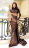 Jessica Angel JA2425 High Neck Long Sleeve Fitted Cutout Metal Jersey Dress
